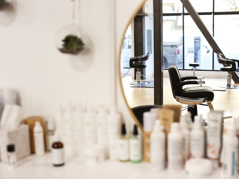 Hair styling station at Lumière salon for balayage and colour